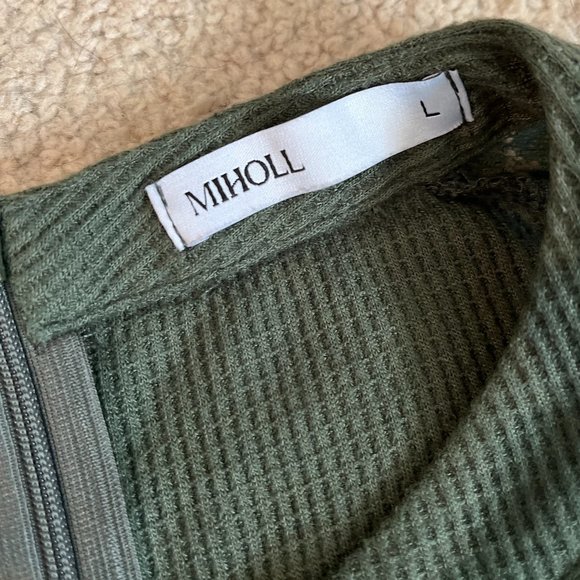 Miholl *Olive Green* Long Sleeve Top | Balloon Lace Sleeves | Zip Closure | EUC - Picture 10 of 10